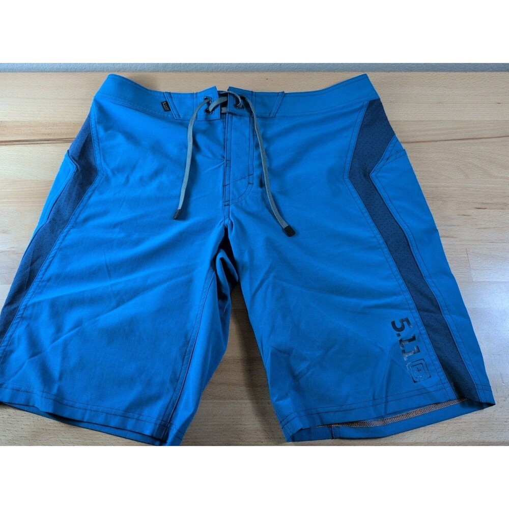 5.11 Tactical Mens Board Shorts Blue Ripstop Cargo Training Swim Trunks Size 33